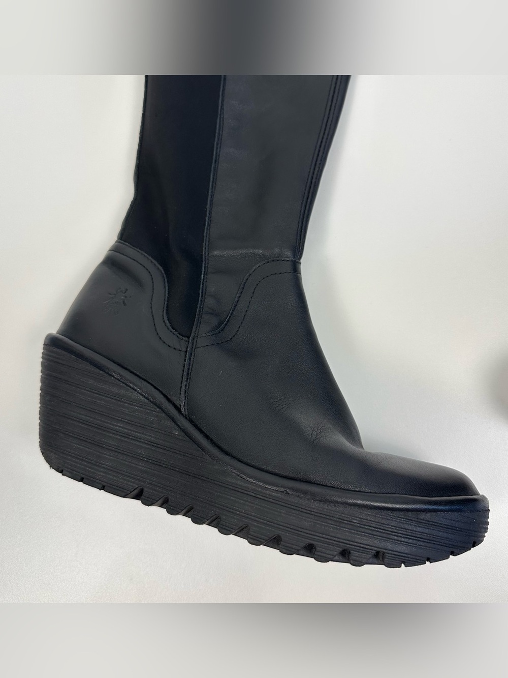 Fly London Yeve Knee High Leather Wedge Boots - Picture 3 of 11